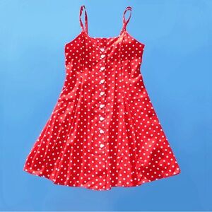 90s Vintage Moda International Red & White Polka Dotted Retro Pin Up Style Dress